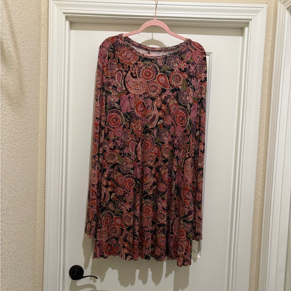 Natural Life Stevie Knit Mini Dress Black Sketched Paisley